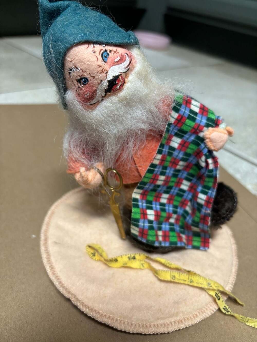 Vintage 1998 Annalee Tailor Gnome Tailor Felt Doll with Scissors